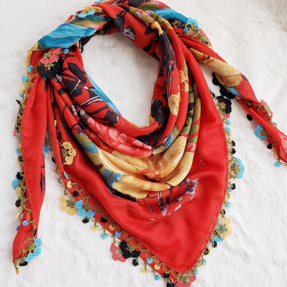 Exotic Handmade Needle Lace Scarf